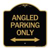 Signmission Angle Parking W/ Bidirectional Arrow, Black & Gold Aluminum Sign, 18" x 18", BG-1818-24345 A-DES-BG-1818-24345